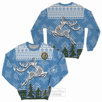 Tartan Vibes Clothing Newlands Clan Christmas Sweatshirt Celtic Reindeer Style