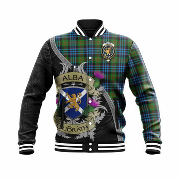 Newlands Tartan Family Crest Baseball Jacket Lion Rampant Royal Thistle Shield Celtic Inspired Unisex - Tartan Vibes Clothing