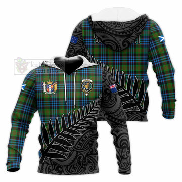 Tartan Vibes Clothing Newlands Crest Tartan Knitted Hoodie with New Zealand Silver Fern Half Style