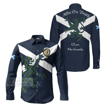 Newlands Tartan Lion Rampant Long Sleeve Button Shirt Proudly Display Your Heritage with Alba Gu Brath and Clan Name Men's Shirt S - Tartan Vibes Clothing