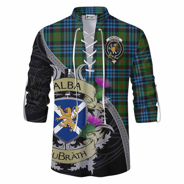 Newlands Tartan Family Crest Ghillie Kilt Shirt Lion Rampant Royal Thistle Shield Celtic Inspired Men - Tartan Vibes Clothing