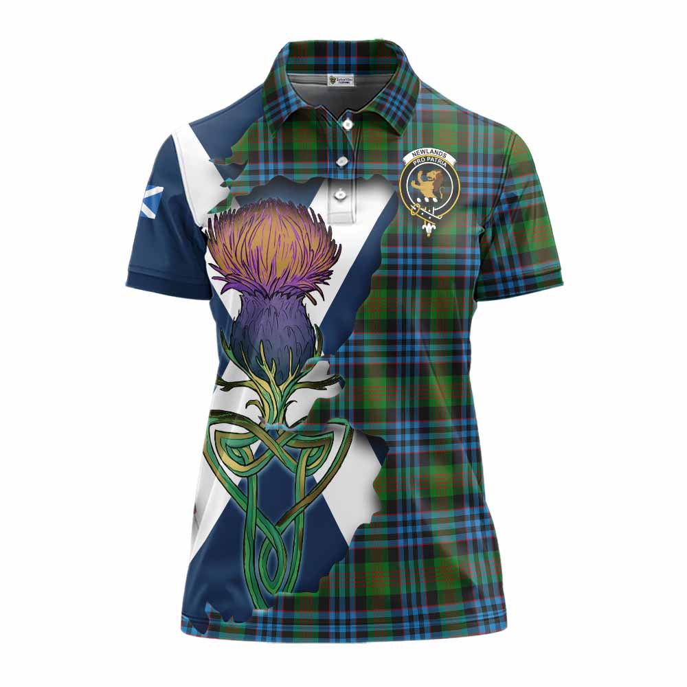 Newlands Tartan Family Crest Women's Polo Shirt Scottish Thistle Celtic Inspired Women - Tartan Vibes Clothing