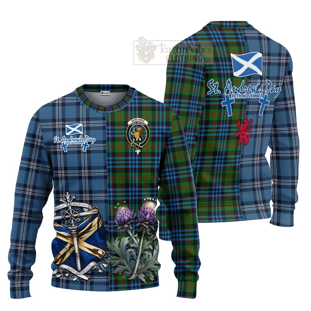 Newlands Tartan Knitted Sweater Happy St. Andrew's Day Half Tartan Style Unisex - Tartan Vibes Clothing