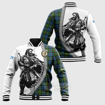Newlands Tartan Clan Crest Baseball Jacket with Highlander Warrior Celtic Style Unisex - Tartan Vibes Clothing