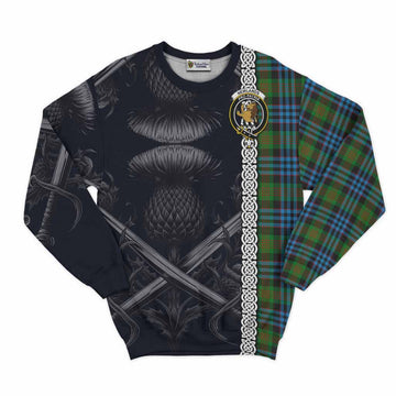 Newlands Tartan Sweatshirt with Family Crest Cross Sword Thistle Celtic Vibes Unisex - Tartan Vibes Clothing