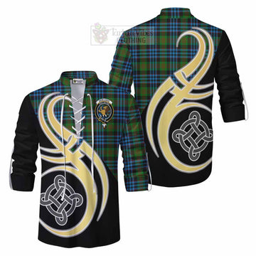 Newlands Tartan Ghillie Kilt Shirt with Family Crest and Celtic Symbol Style Men - Tartan Vibes Clothing