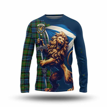 Newlands Tartan Family Crest Long Sleeve T-Shirt with Scottish Majestic Lion Unisex - Tartan Vibes Clothing