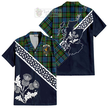 Newlands Tartan Hawaiian Shirt Featuring Thistle and Scotland Map Kid - Tartan Vibes Clothing
