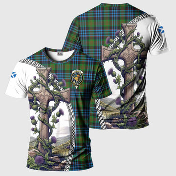 Newlands Tartan T-Shirt with Family Crest and St. Andrew's Cross Accented by Thistle Vines Kid's Shirt - Tartan Vibes Clothing