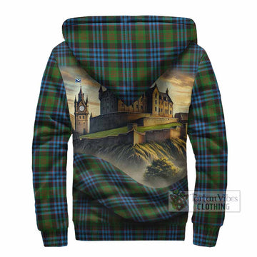 Newlands Tartan Family Crest Sherpa Hoodie with Scottish Ancient Castle Style - Tartan Vibes Clothing