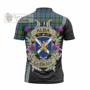 Newlands Tartan Family Crest Zipper Polo Shirt Lion Rampant Royal Thistle Shield Celtic Inspired - Tartan Vibes Clothing