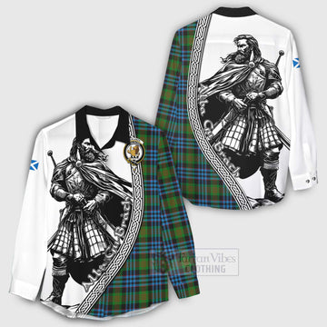 Newlands Tartan Clan Crest Women's Casual Shirt with Highlander Warrior Celtic Style - Tartan Vibes Clothing