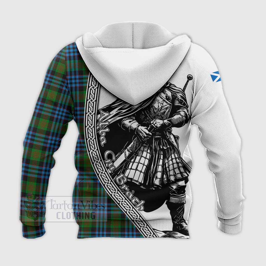 Newlands Tartan Clan Crest Knitted Hoodie with Highlander Warrior Celtic Style - Tartan Vibes Clothing