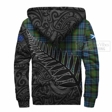 Newlands Crest Tartan Sherpa Hoodie with New Zealand Silver Fern Half Style - Tartan Vibes Clothing