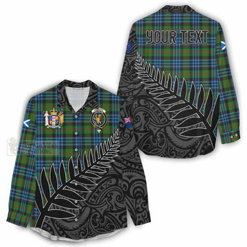 Newlands Crest Tartan Women's Casual Shirt with New Zealand Silver Fern Half Style - Tartan Vibes Clothing