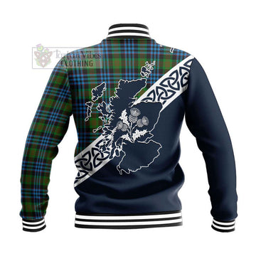 Newlands Tartan Baseball Jacket Featuring Thistle and Scotland Map - Tartan Vibes Clothing