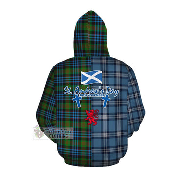 Newlands Tartan Cotton Hoodie Happy St. Andrew's Day Half Tartan Style Pullover Hoodie - Tartan Vibes Clothing