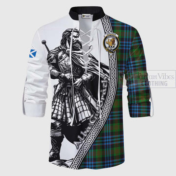Newlands Tartan Clan Crest Ghillie Kilt Shirt with Highlander Warrior Celtic Style - Tartan Vibes Clothing