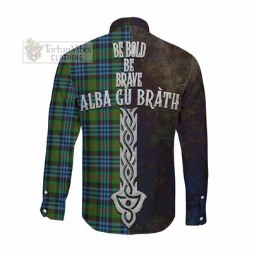 Newlands Tartan Family Crest Long Sleeve Button Shirt Alba Gu Brath Be Brave Lion Ancient Style