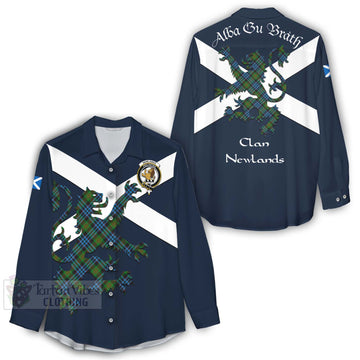 Newlands Tartan Lion Rampant Women's Casual Shirt Proudly Display Your Heritage with Alba Gu Brath and Clan Name - Tartan Vibes Clothing