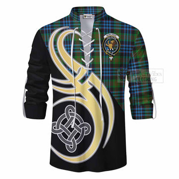 Newlands Tartan Ghillie Kilt Shirt with Family Crest and Celtic Symbol Style - Tartan Vibes Clothing