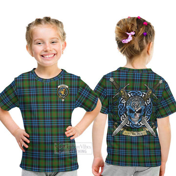 Newlands Tartan Kid T-Shirt with Family Crest Celtic Skull Style - Tartan Vibes Clothing