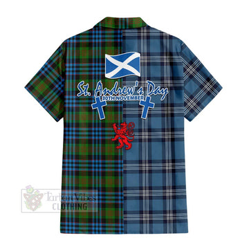 Newlands Tartan Hawaiian Shirt Happy St. Andrew's Day Half Tartan Style - Tartan Vibes Clothing