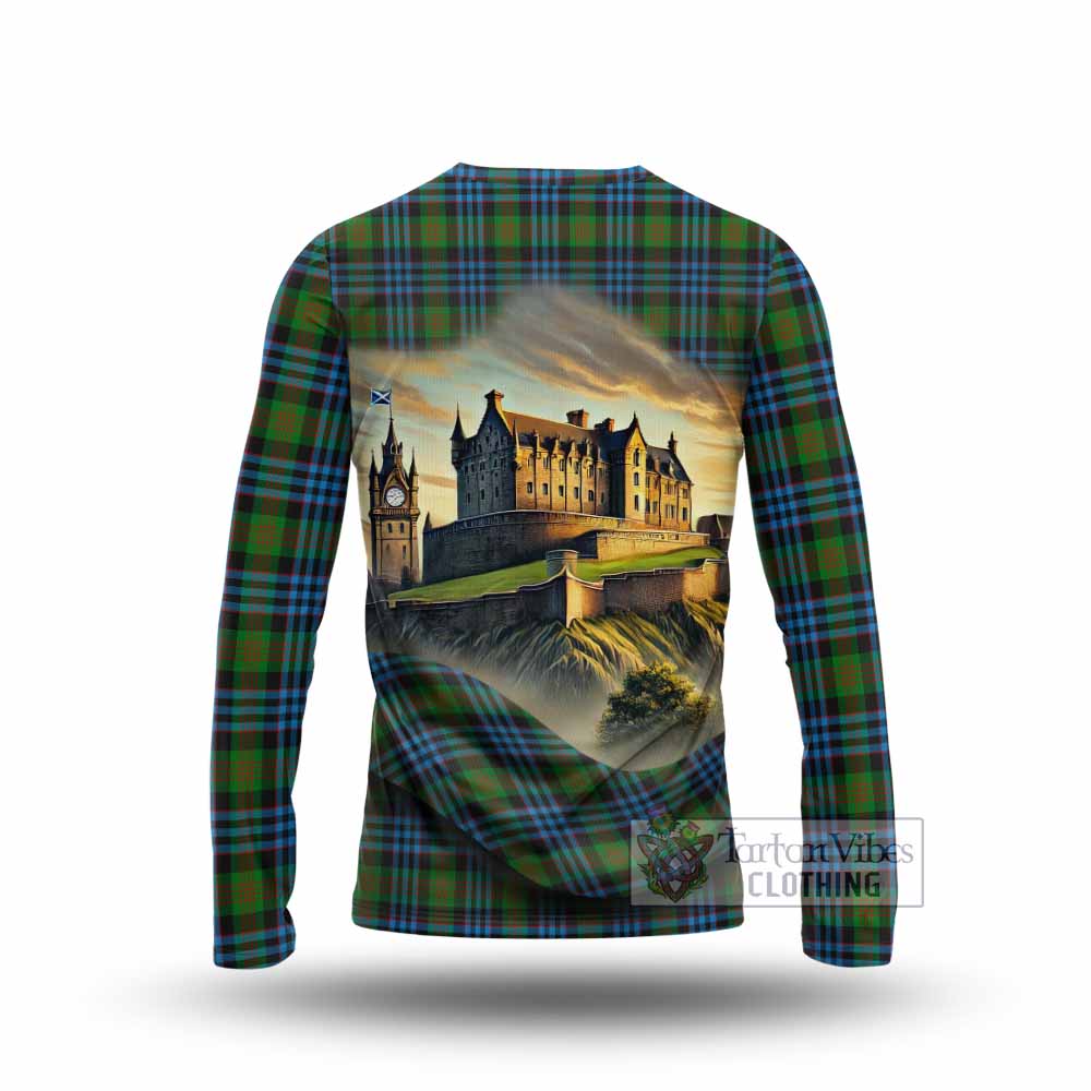 Newlands Tartan Family Crest Long Sleeve T-Shirt with Scottish Ancient Castle Style - Tartan Vibes Clothing
