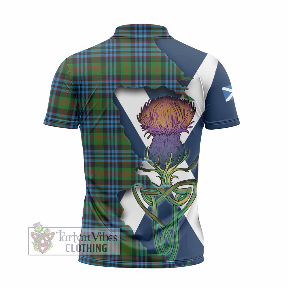 Newlands Tartan Family Crest Zipper Polo Shirt Scottish Thistle Celtic Inspired - Tartan Vibes Clothing