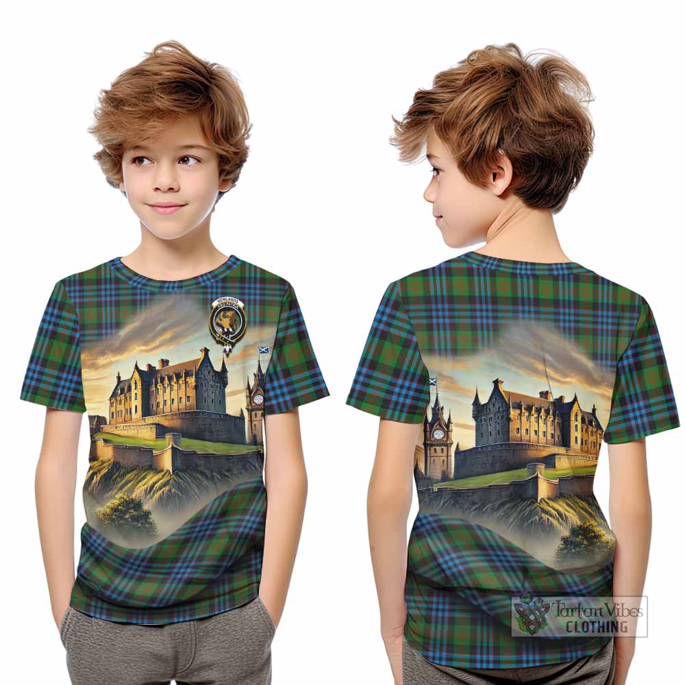 Newlands Tartan Family Crest Kid T-Shirt with Scottish Ancient Castle Style - Tartan Vibes Clothing