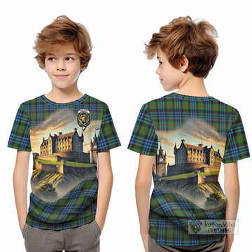 Newlands Tartan Family Crest Kid T-Shirt with Scottish Ancient Castle Style - Tartan Vibes Clothing