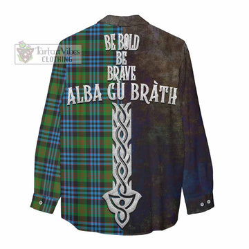 Newlands Tartan Family Crest Women's Casual Shirt Alba Gu Brath Be Brave Lion Ancient Style