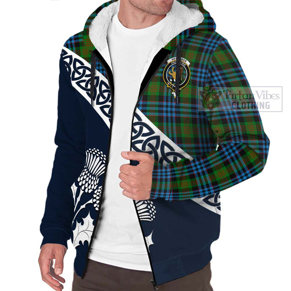 Newlands Tartan Sherpa Hoodie Featuring Thistle and Scotland Map - Tartan Vibes Clothing