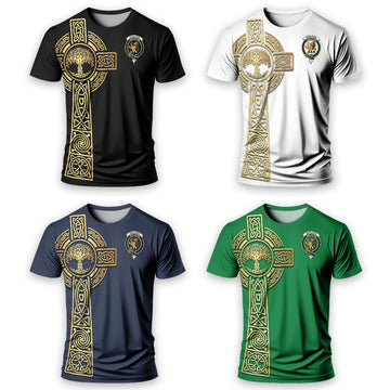 Newlands Clan Mens T-Shirt with Golden Celtic Tree Of Life