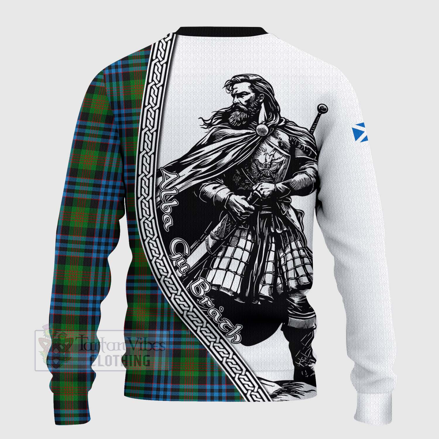 Newlands Tartan Clan Crest Knitted Sweater with Highlander Warrior Celtic Style - Tartan Vibes Clothing