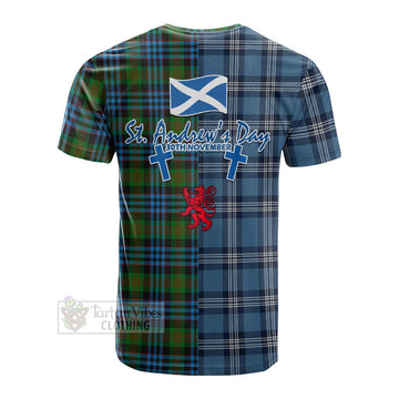 Newlands Tartan Cotton T-shirt Happy St. Andrew's Day Half Tartan Style - Tartan Vibes Clothing
