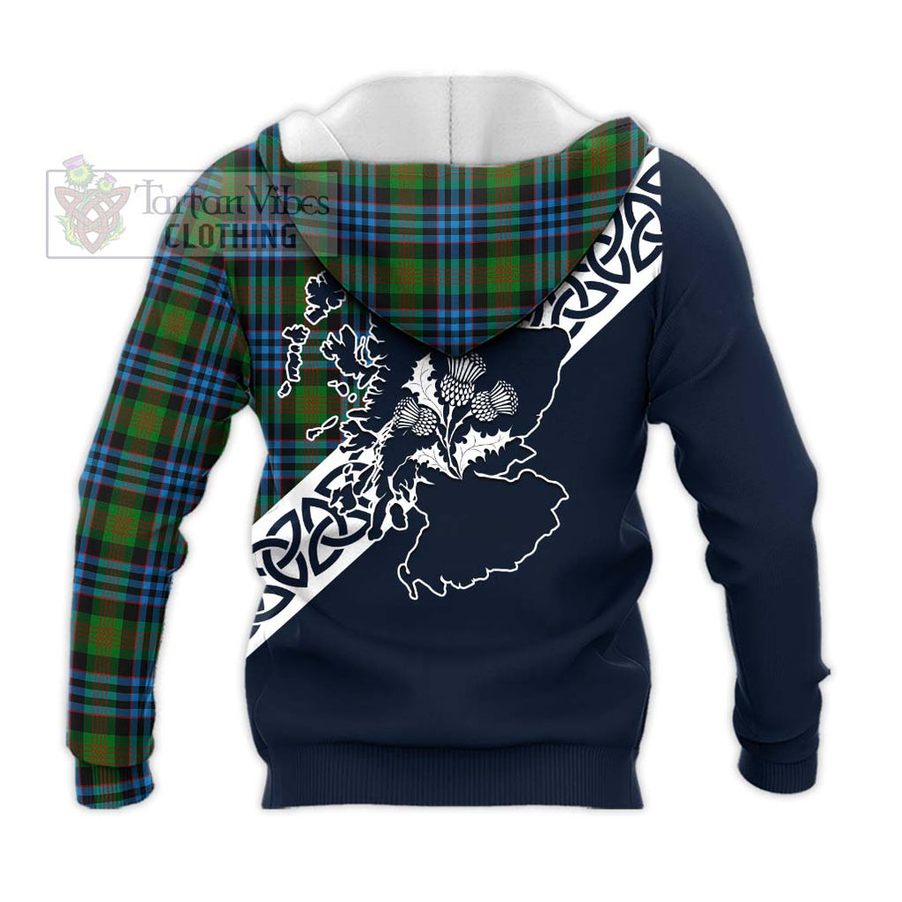 Newlands Tartan Knitted Hoodie Featuring Thistle and Scotland Map - Tartan Vibes Clothing