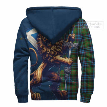 Newlands Tartan Family Crest Sherpa Hoodie with Scottish Majestic Lion - Tartan Vibes Clothing