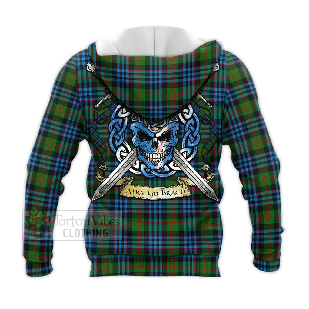 Newlands Tartan Knitted Hoodie with Family Crest Celtic Skull Style - Tartan Vibes Clothing