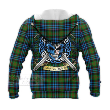 Newlands Tartan Knitted Hoodie with Family Crest Celtic Skull Style - Tartan Vibes Clothing
