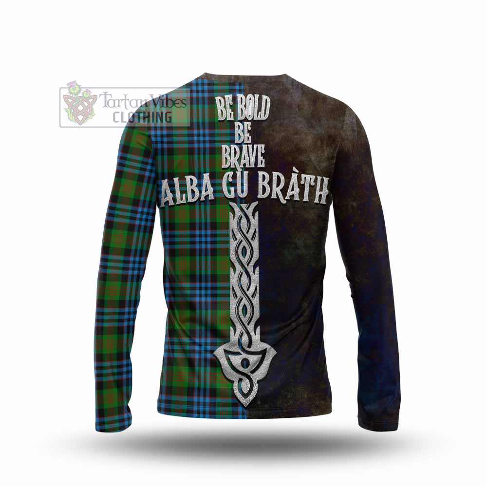 Tartan Vibes Clothing Newlands Tartan Family Crest Long Sleeve T-Shirt Alba Gu Brath Be Brave Lion Ancient Style