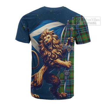Newlands Tartan Family Crest Cotton T-shirt with Scottish Majestic Lion - Tartan Vibes Clothing