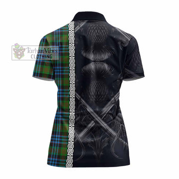 Newlands Tartan Women's Polo Shirt with Family Crest Cross Sword Thistle Celtic Vibes - Tartan Vibes Clothing