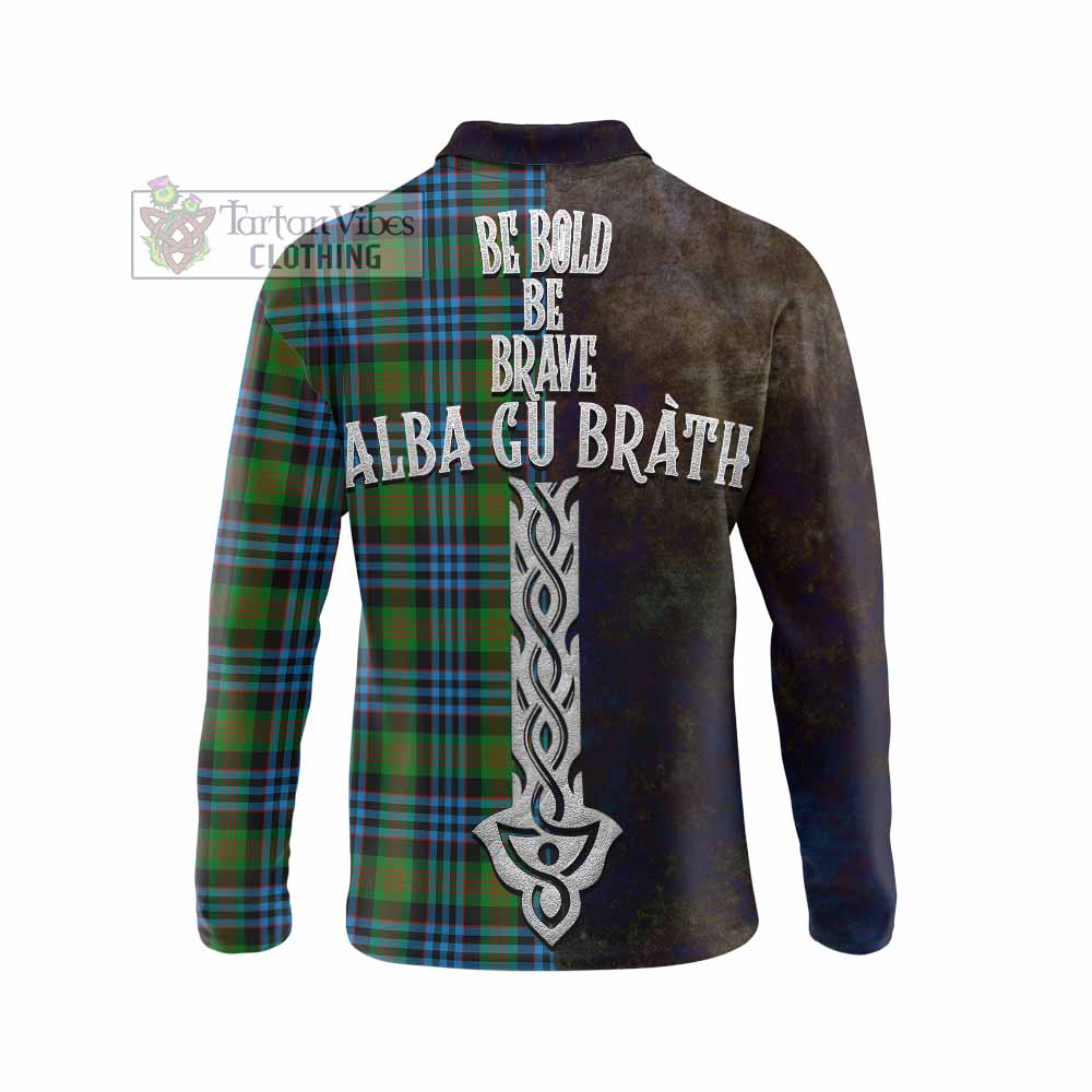 Tartan Vibes Clothing Newlands Tartan Family Crest Long Sleeve Polo Shirt Alba Gu Brath Be Brave Lion Ancient Style