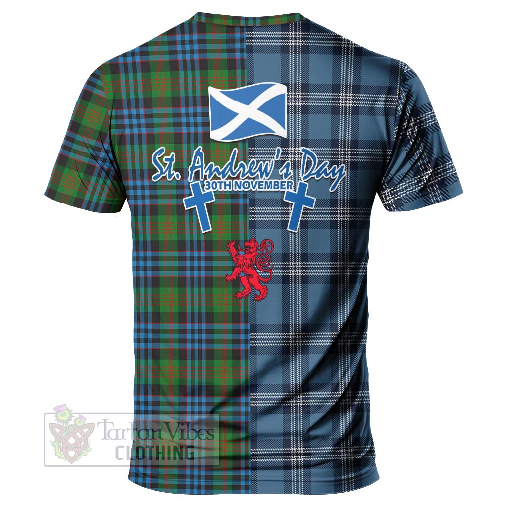 Newlands Tartan T-Shirt Happy St. Andrew's Day Half Tartan Style - Tartan Vibes Clothing