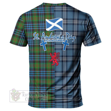 Newlands Tartan T-Shirt Happy St. Andrew's Day Half Tartan Style - Tartan Vibes Clothing