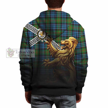 Tartan Vibes Clothing Newlands Crest Tartan Hoodie with Golden Lion Emblem Celtic Style