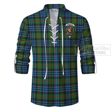 Newlands Tartan Ghillie Kilt Shirt with Family Crest and Bearded Skull Holding Bottles of Whiskey - Tartan Vibes Clothing