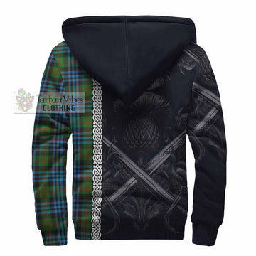 Newlands Tartan Sherpa Hoodie with Family Crest Cross Sword Thistle Celtic Vibes - Tartan Vibes Clothing