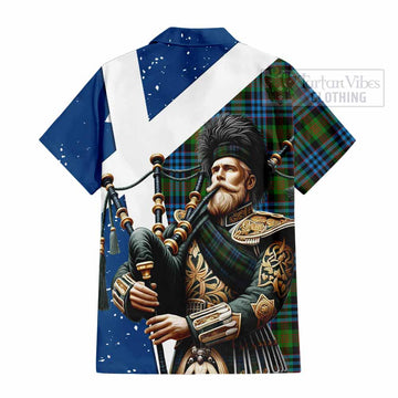 Newlands Tartan Hawaiian Shirt with Family Crest Scottish Bagpiper Vibes - Tartan Vibes Clothing